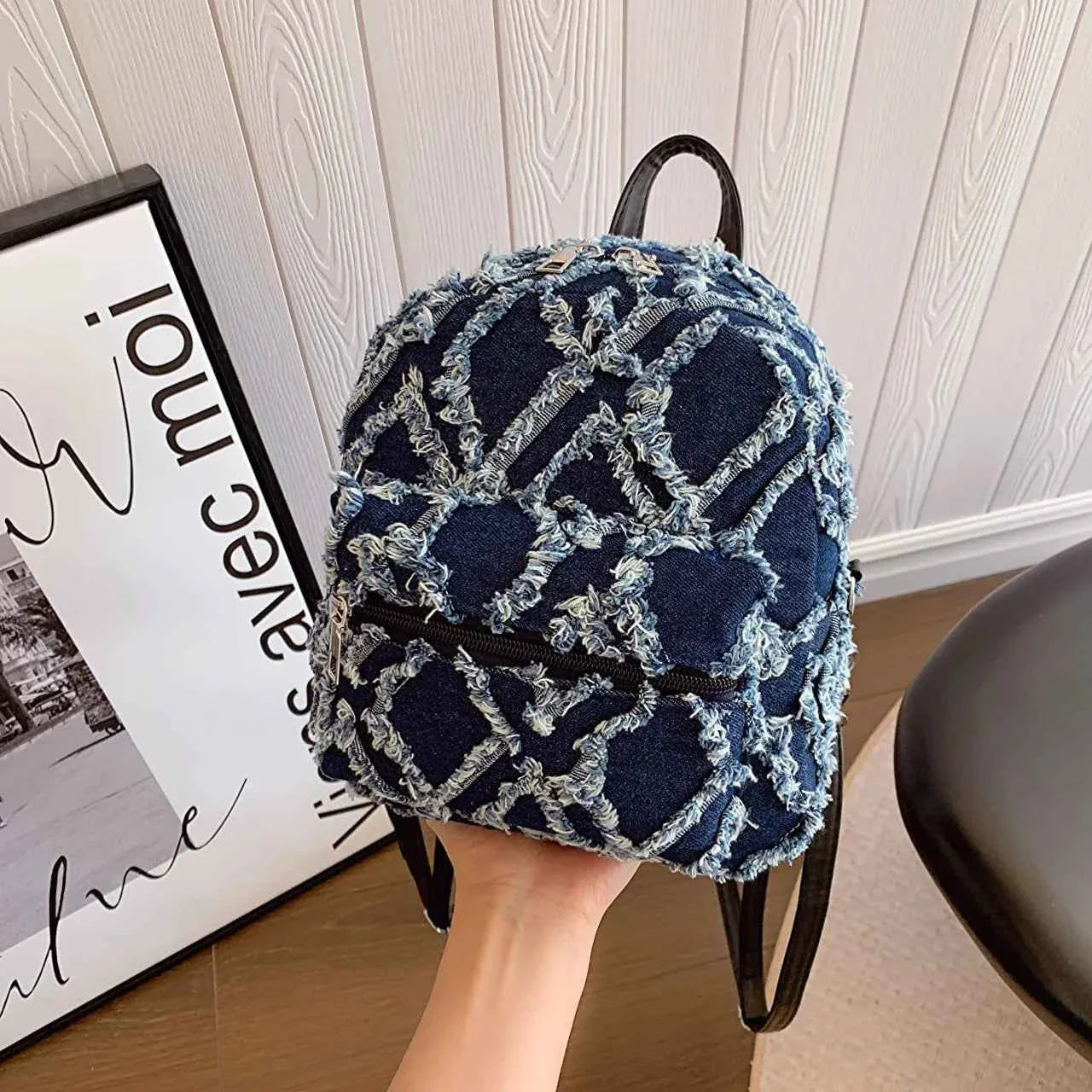 Fringe Edge Mini Backpack Bag Dark Blue onesize a1d5c20c397a467fbe99b030357a83cc-Max-Origin