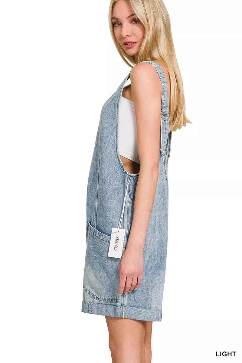 Zenana Denim Short Overalls with Pockets a1d9429e-9377-46aa-bf29-585bdfceebf2-Max-Origin
