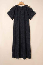 Lace Overlay Tassel Tie Short Sleeve Maxi Dress a1db46ab-1332-491a-9b87-e58d41005c57