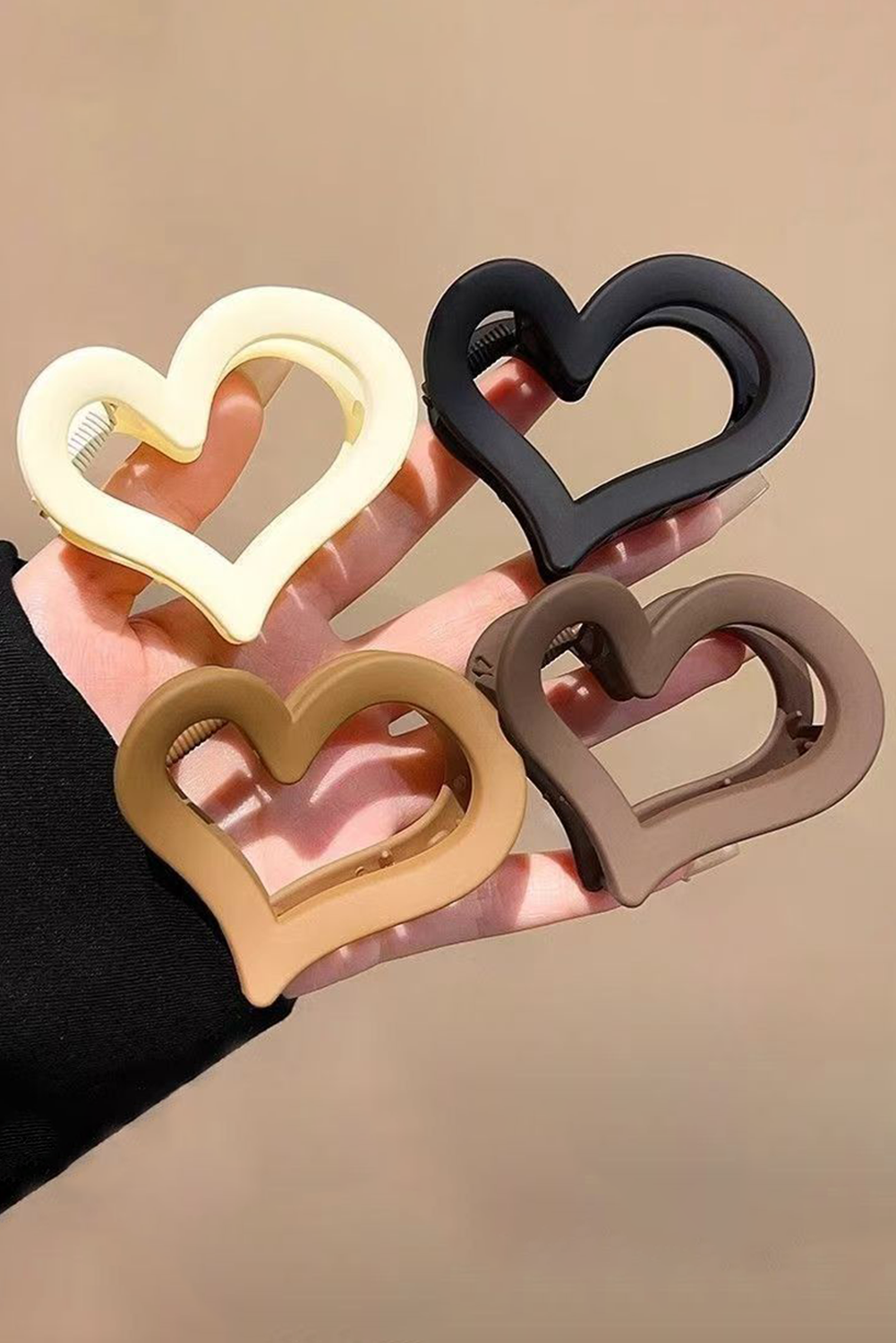 Light Pink Simple Frosted Heart Shaped Hair Claw Clip a1df22595ce729cd