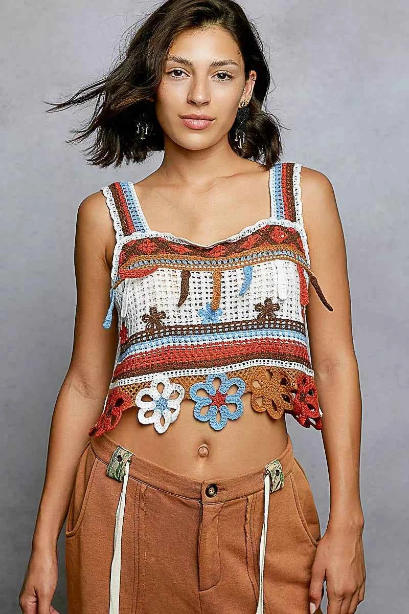POL Cutout Flower Cropped Crochet Cami with with Dangle Detail ORAGNE MULTI One Size a1e0c604-8e93-4e5d-a8ab-68c7308b0ec7-Max-Origin