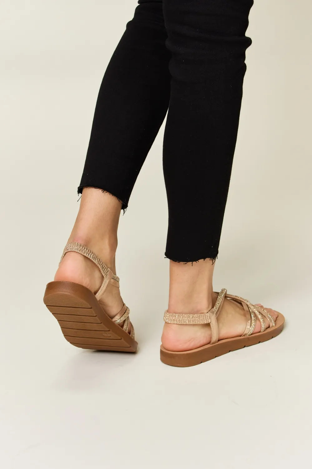 Forever Link Rhinestone Crisscross Flat Sandals a1f25db1-43d1-44aa-9b5e-896a9baa1b5e-Max