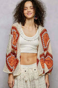 POL Open Front Crochet Cardigan with Granny Square Pattern IVORY ORANGE One Size a1f3e9aa-83a5-4e17-bd0e-edca8498221d-Max-Origin
