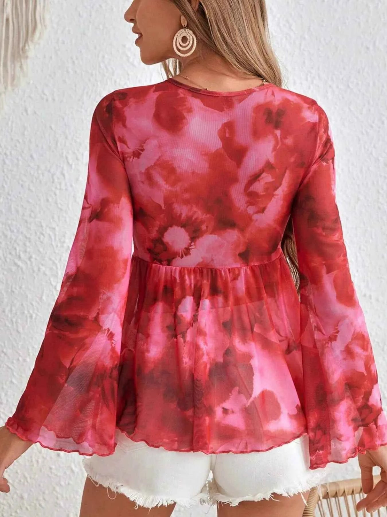 Tie-Front Flare Sleeve Blouse a1f5d789-c772-4008-aa47-1157a076dcad-Max-Origin