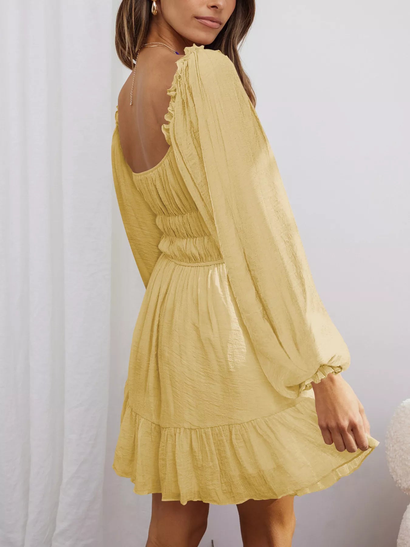 Ruffled Hem Balloon Sleeve Dress a1f85084af3b4b7c8801a308a3aec91b-Max-Origin