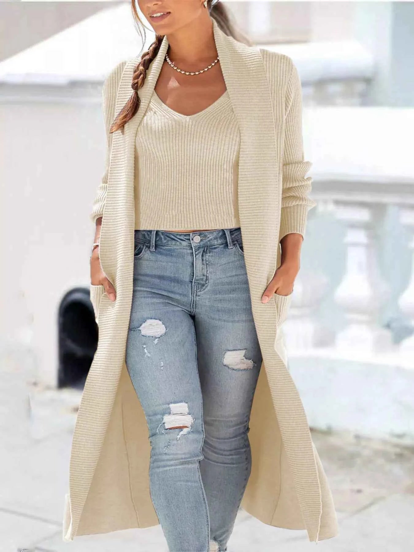Full Size Ribbed Knit Tank and Cardigan Sweater Set Plus Size Beige a1fa0932020743f29e0310a6d5040b38-Max-Origin
