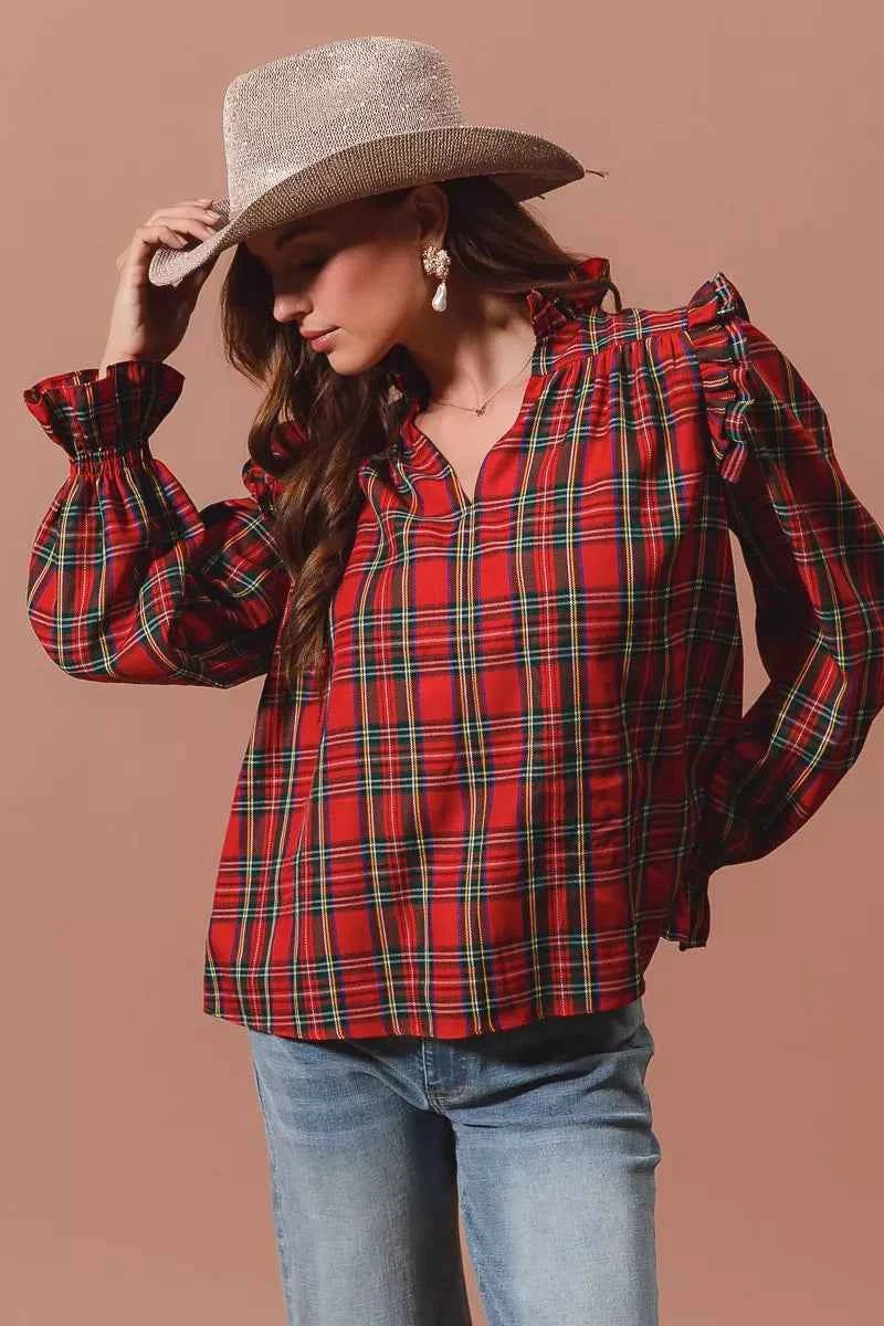 SO ME Christmas Checkered Plaid Smocked Blouse a1fc6c8dee32438a9ae4e6524d67c5fa-Max-Origin