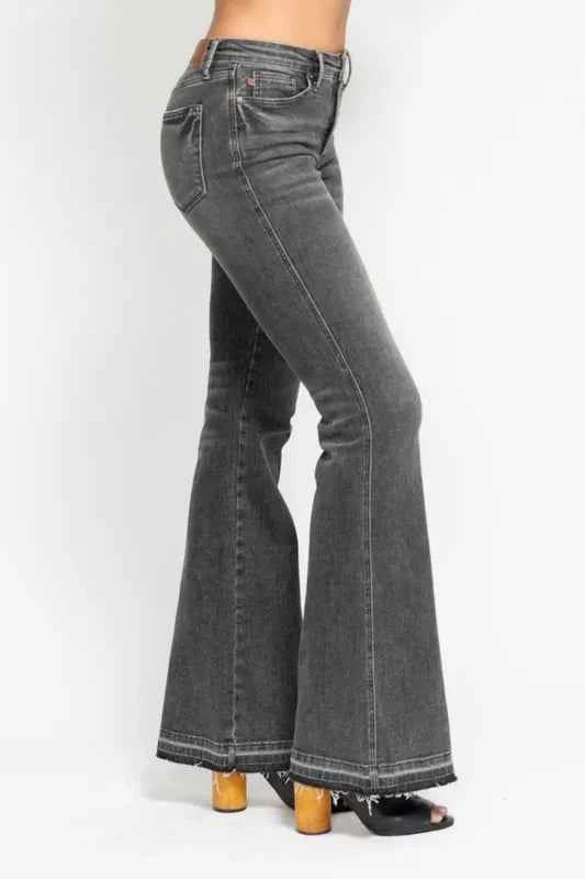 Judy Blue Full Size Mid Rise Tummy Control Washed Gray Release Hem Flare Jeans Plus Size a1ff5f2ebde94fd5accf2a44114f86b5-Max-Origin