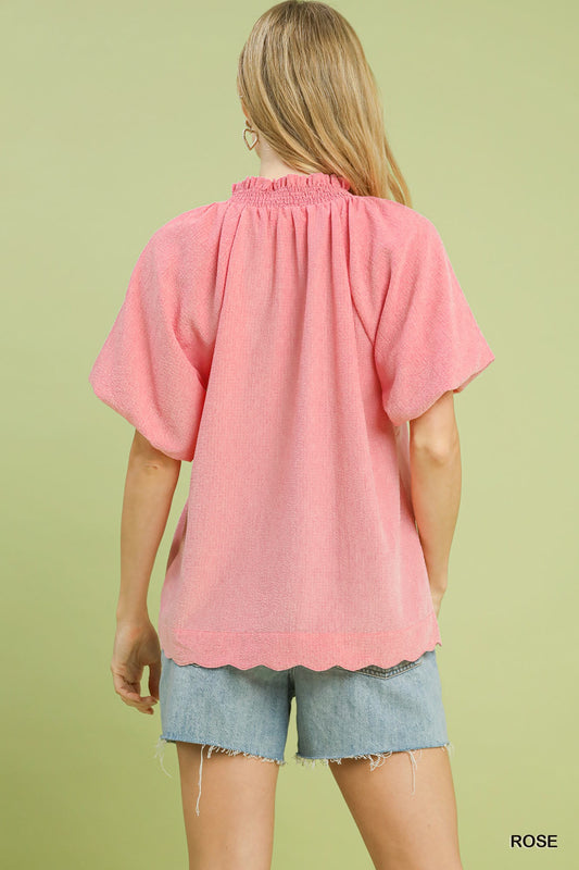 Scalloped Hem Textured Blouse a20c40ac-4bfc-4859-8e33-753be3e29889-Max