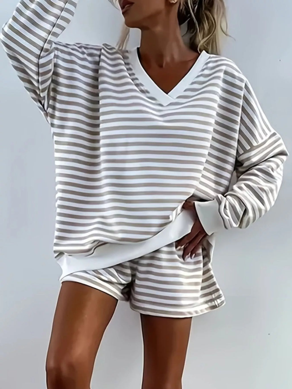 Striped V-Neck Top and Shorts Set a214bfc5-d020-40e0-96ad-0afdd202080a-Max-Origin