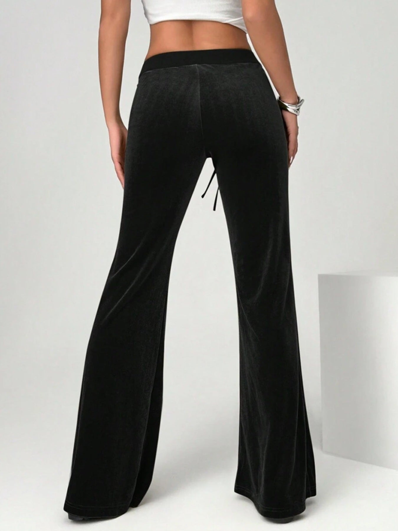 Velvet Flare Pants with Drawstring a2153a4f-c022-4042-9d7b-27238591da74-Max