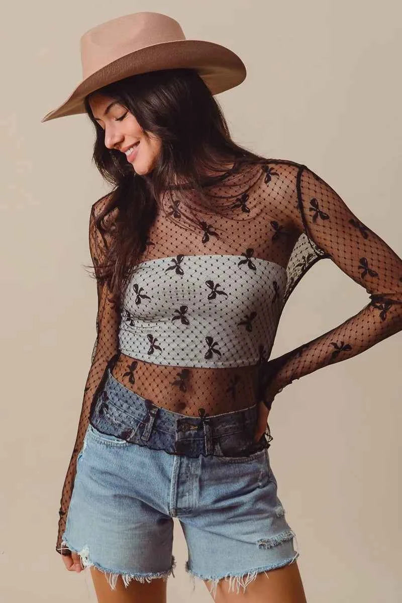 SO ME Bow Ribbon Pattern Sheer Lace Top a2292c8e30c946a0888182cfa214d676-Max-Origin