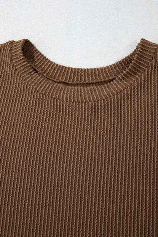 Corded Knit Long Sleeve Top and Shorts Set a22a9993-08d3-4ad0-97ab-4c5316fcc632