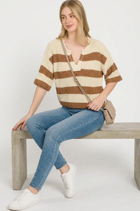Split Neck Stripe Sweater a22bcdda-0f02-47e9-89cd-f4c83f73b2cc-Max