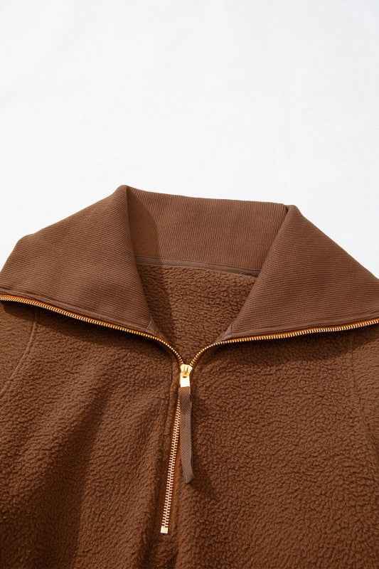 Solid Half-Zip Fleece Pocketed Sweatshirt a2304138-3dac-4f12-9267-be4caf89a004