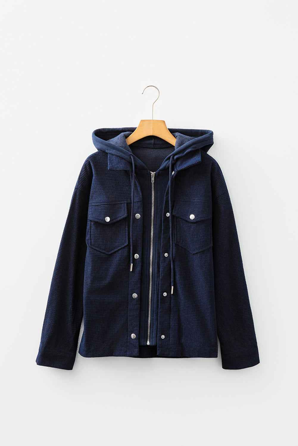Sail Blue 2 in 1 Thermal Knit Textured Hooded Jacket a23290fa9ebf2933