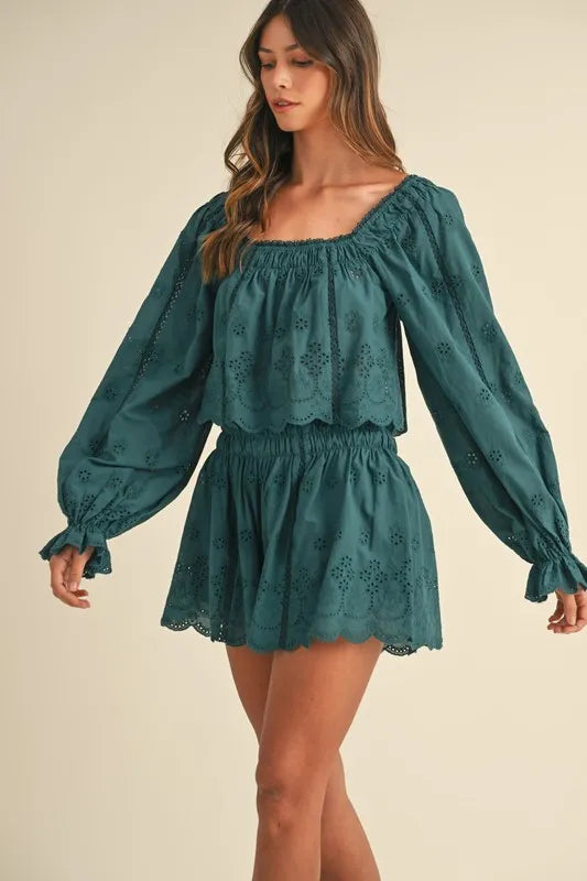 Embroidered Scalloped Lace Top and Short Set a2367beb951748acb6ed442d33d27e3c-Max-Origin