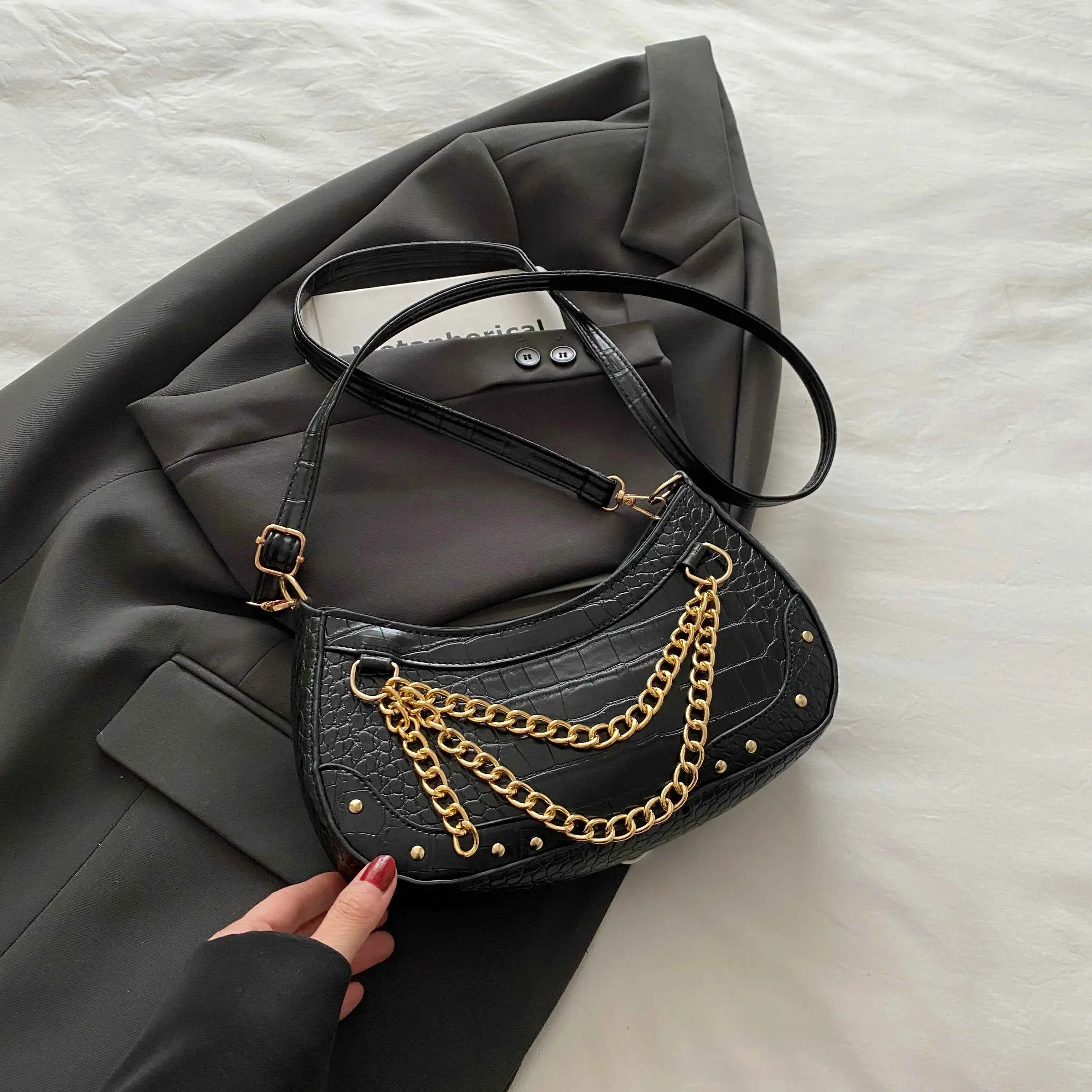 Chain-Embellished Shoulder Bag a2544c501f454d3488551eb3411ea66d-Max-Origin