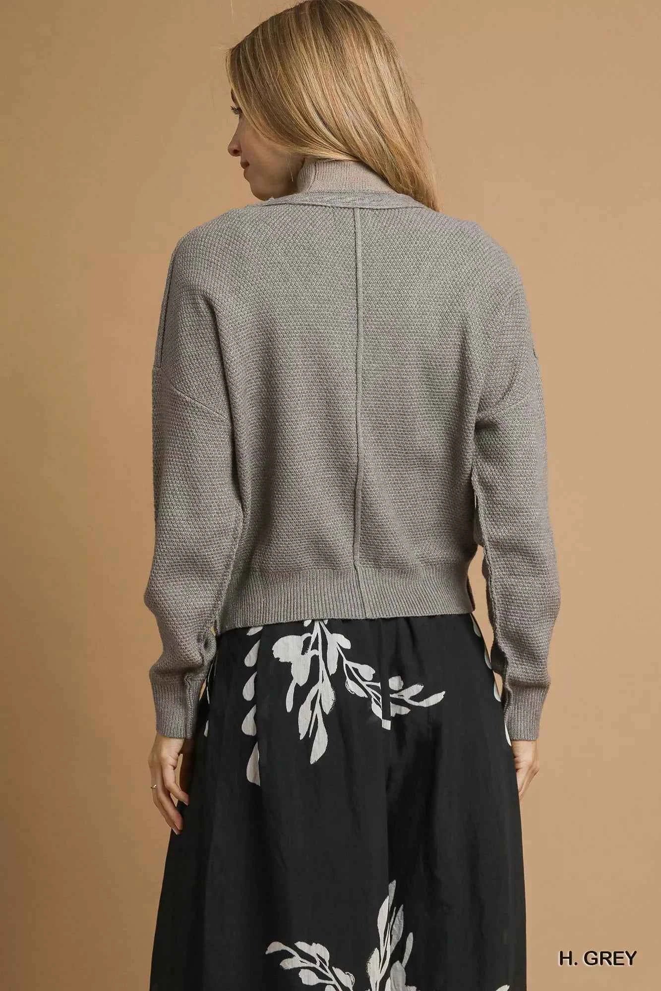 Umgee Chunky Cable Knit V-Neck Button-Up Cardigan a2651a73-8ace-4575-831d-d09446863827-Max-Origin
