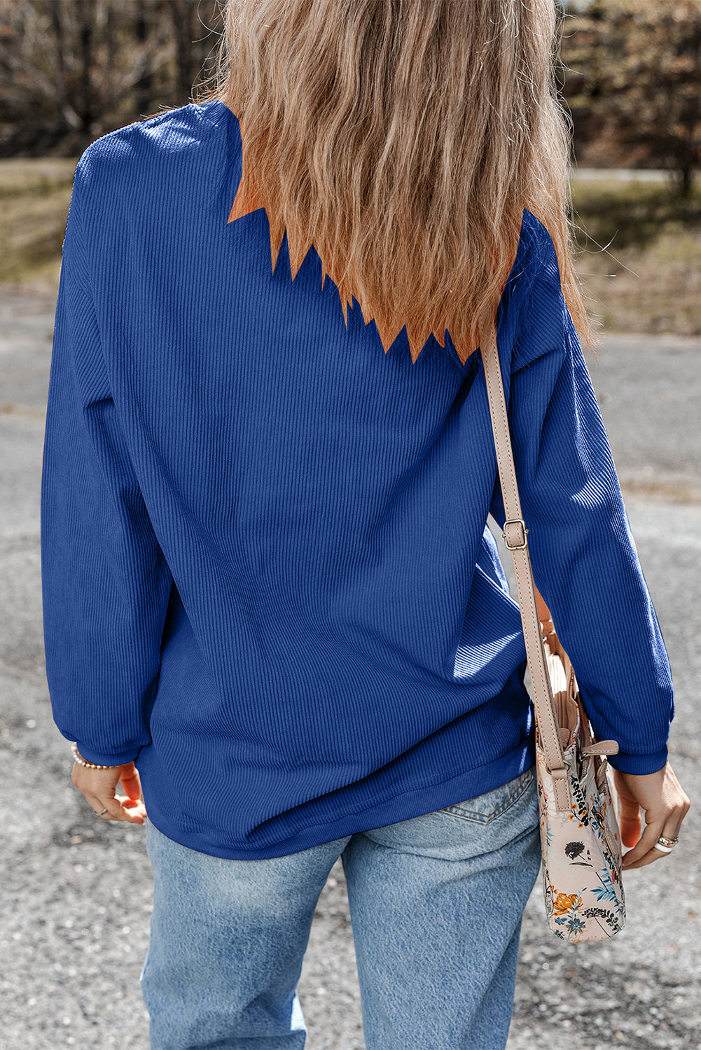 White Drop Shoulder Rib Knit Oversized Sweatshirt a2794cd13d51f261