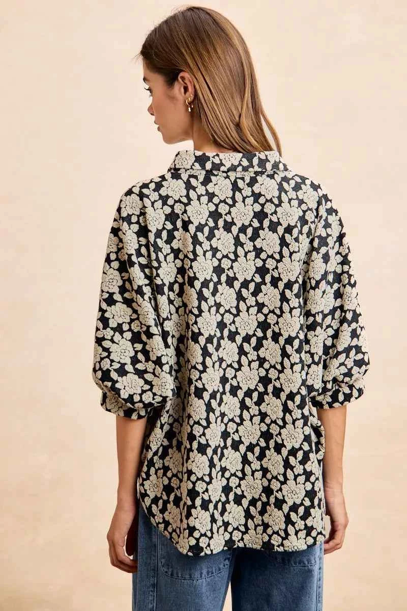 BiBi Floral Jacquard Short Dolman Sleeves Shirt a27ae20f6d9a4e888d924ec9ddee11cf-Max-Origin