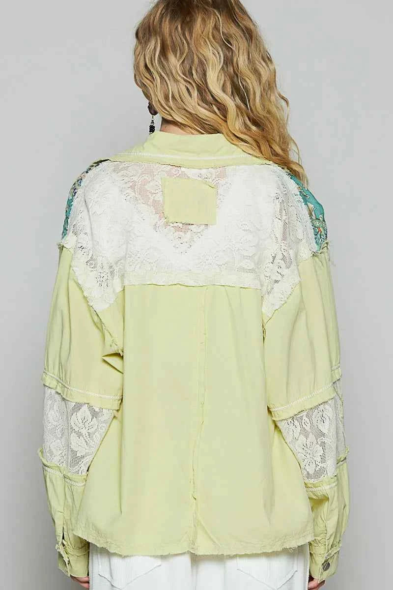 POL Printed Woven Mix Raw Hem Jacket with Lace Detail a28c1205-bd41-4366-bf5e-77e62197f2ad-Max-Origin