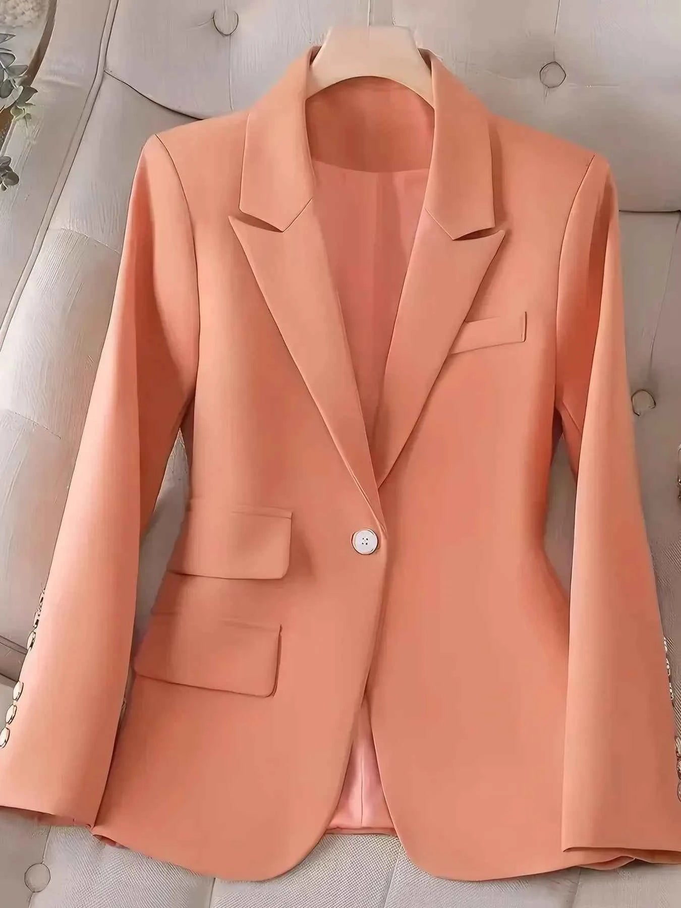 Single-Button Long Sleeve Blazer Burnt Coral a2927d58ab754e958630e8ff96fda50a-Max-Origin