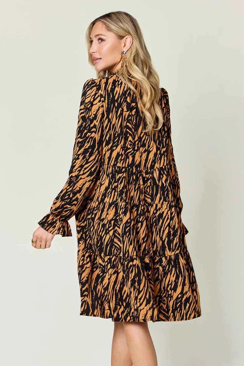 Double Take Full Size Printed Ruffle Hem Long Sleeve Dress a293ad4b-15f4-4ae3-a5c6-4110ea2701ce-Max