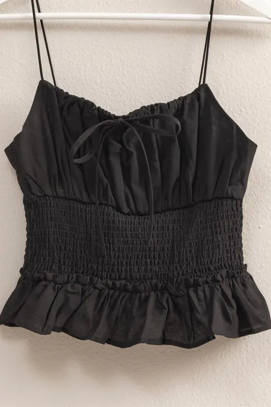 Poplin Smocked Waist Summery Cami Top a295b8d4e6d24bceac58af5d414ac2c1-Max-Origin