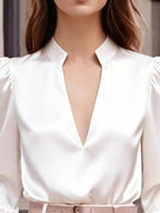 Notched Long Sleeve Blouse a299966e-c9a6-406f-9fad-d6a74d1d3bca-Max