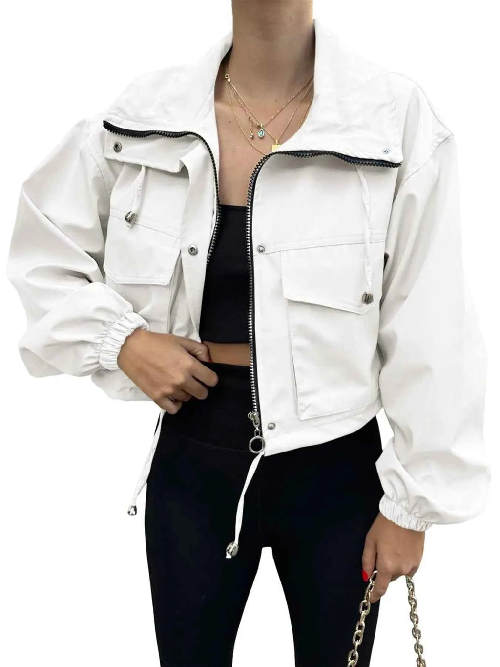 Drawstring Hem Zip Up Jacket a2ae07b156a2488cac19439f7b674ae0-Max-Origin