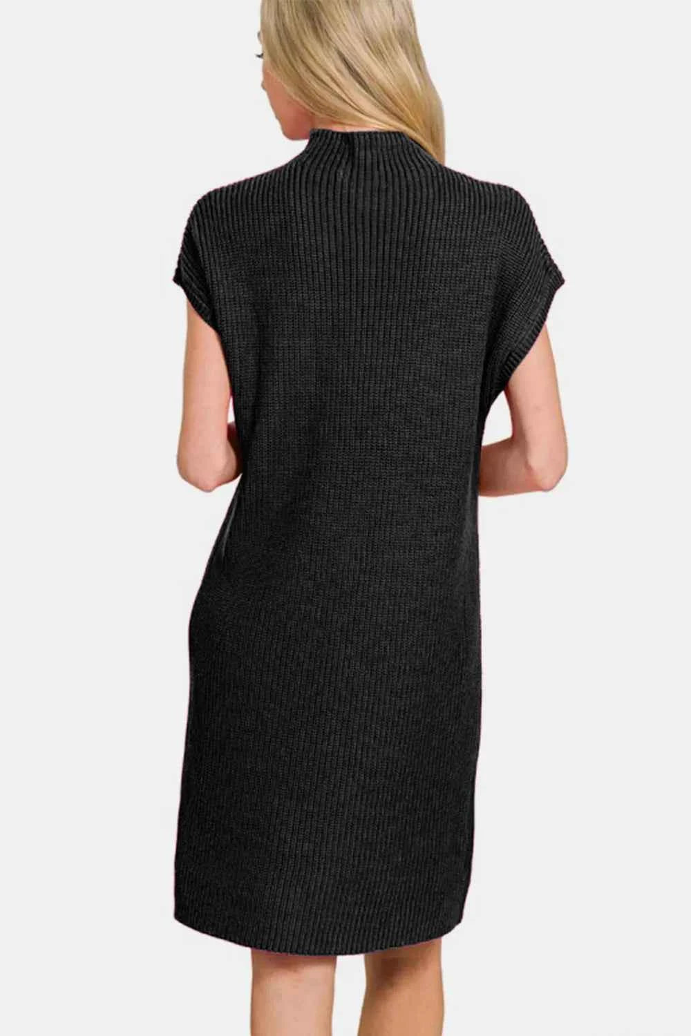 Zenana Mock Neck Short Sleeve Sweater Dress a2b2d732-8fe2-4137-9a5c-d4d843e22062-Max