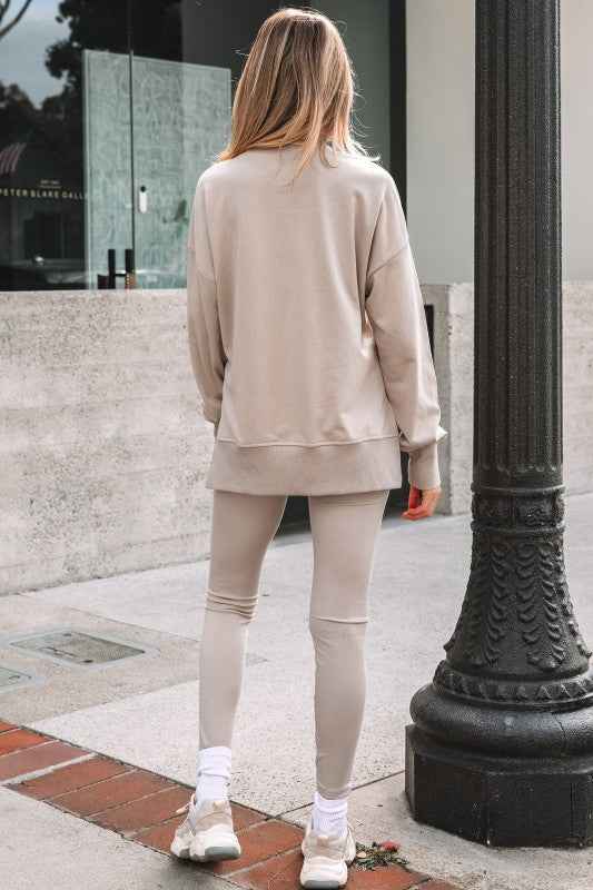 Solid Oversize Sweatshirt and Ribbed Leggings Set a2b84bfc-8794-4123-a845-c63caffb7186