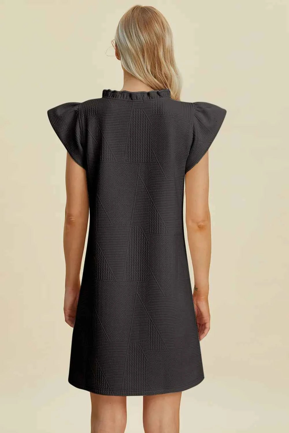 Double Take Full Size Ruffled V-Neck Cap Sleeve Dress a2bc5ddc-eb69-4ca6-a21e-a749c783ce03-Max