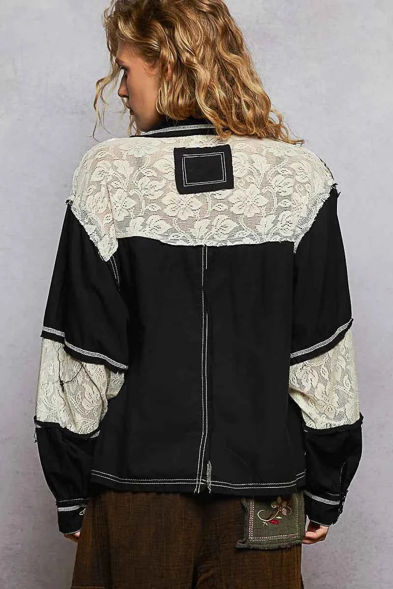 POL Printed Woven Mix Raw Hem Jacket with Lace Detail a2c7b32f-f9f9-47f4-9a4d-ca777e4fbde7-Max-Origin