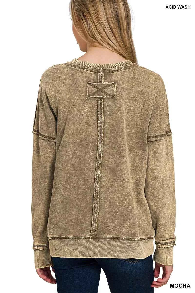 Zenana French Terry Washed Raw Edge Front Pocket Pullover a2cd4b0a-4ba2-453f-ad76-eaa52cc65b44-Max-Origin