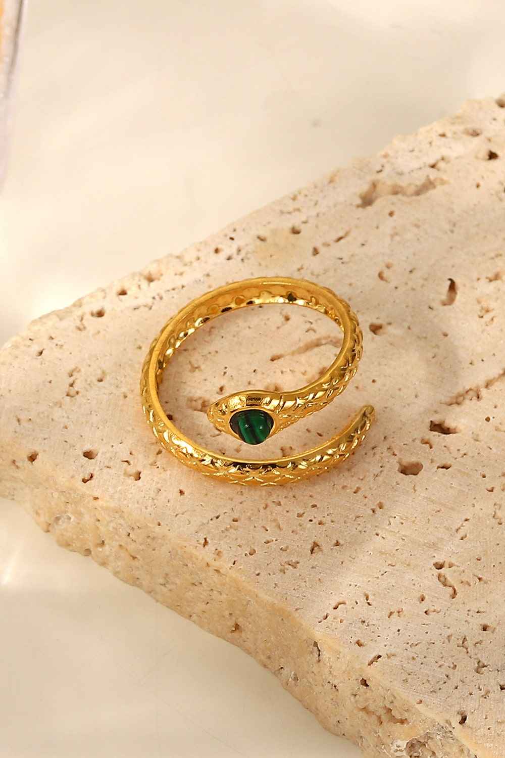 Snake Charmer Malachite Snake-Shaped Bypass Ring a2ce8a61098e426ebe539662e0fff4e9-Max