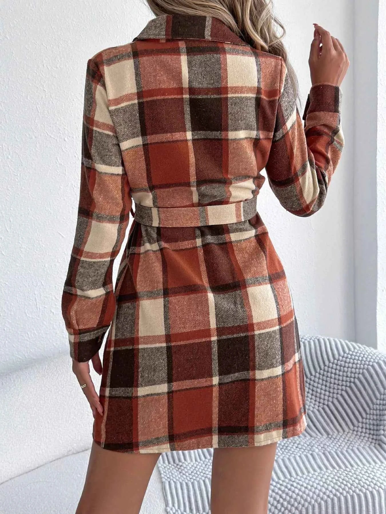 Plaid Button Front Tie Waist Shirt Dress a2cff936e41f4efea05d18cc9a077294-Max-Origin