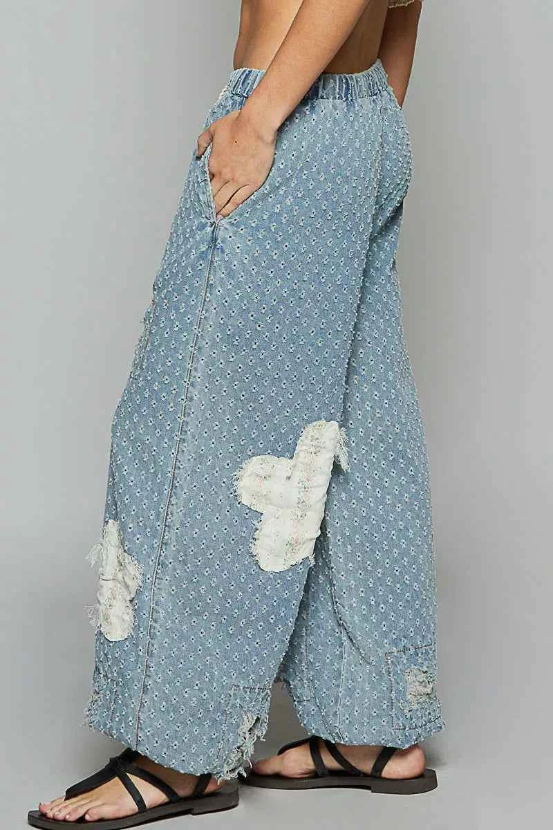 POL Floral Patch Washed Textured Twill Pants with Crochet See Thru Patch a2d48d2e-2b23-425b-b5a6-5ac2c2d23a66-Max-Origin