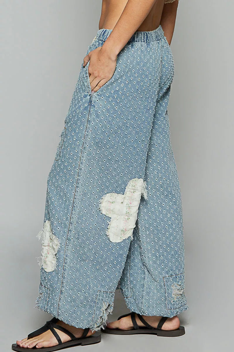 POL Floral Patch Washed Textured Twill Pants with Crochet See Thru Patch a2d48d2e-2b23-425b-b5a6-5ac2c2d23a66-Max-Origin