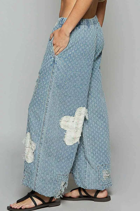 POL Floral Patch Washed Textured Twill Pants with Crochet See Thru Patch a2d48d2e-2b23-425b-b5a6-5ac2c2d23a66-Max-Origin