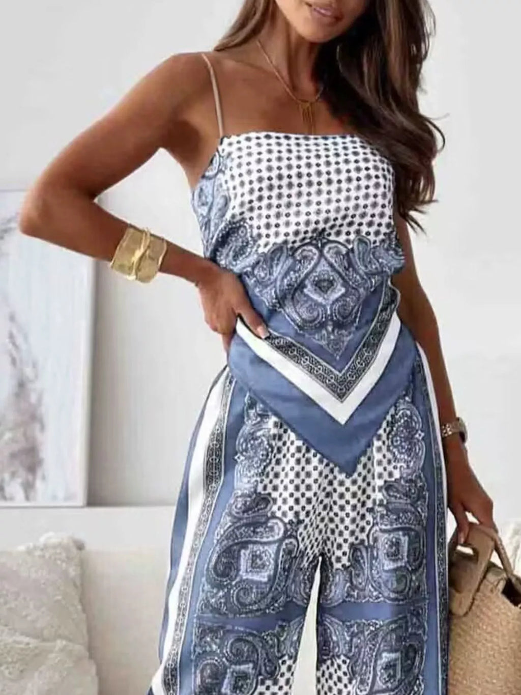 Tie Back Printed Cami and Pants Set a2daf676-f731-4500-a992-dc6750010caf-Max-Origin
