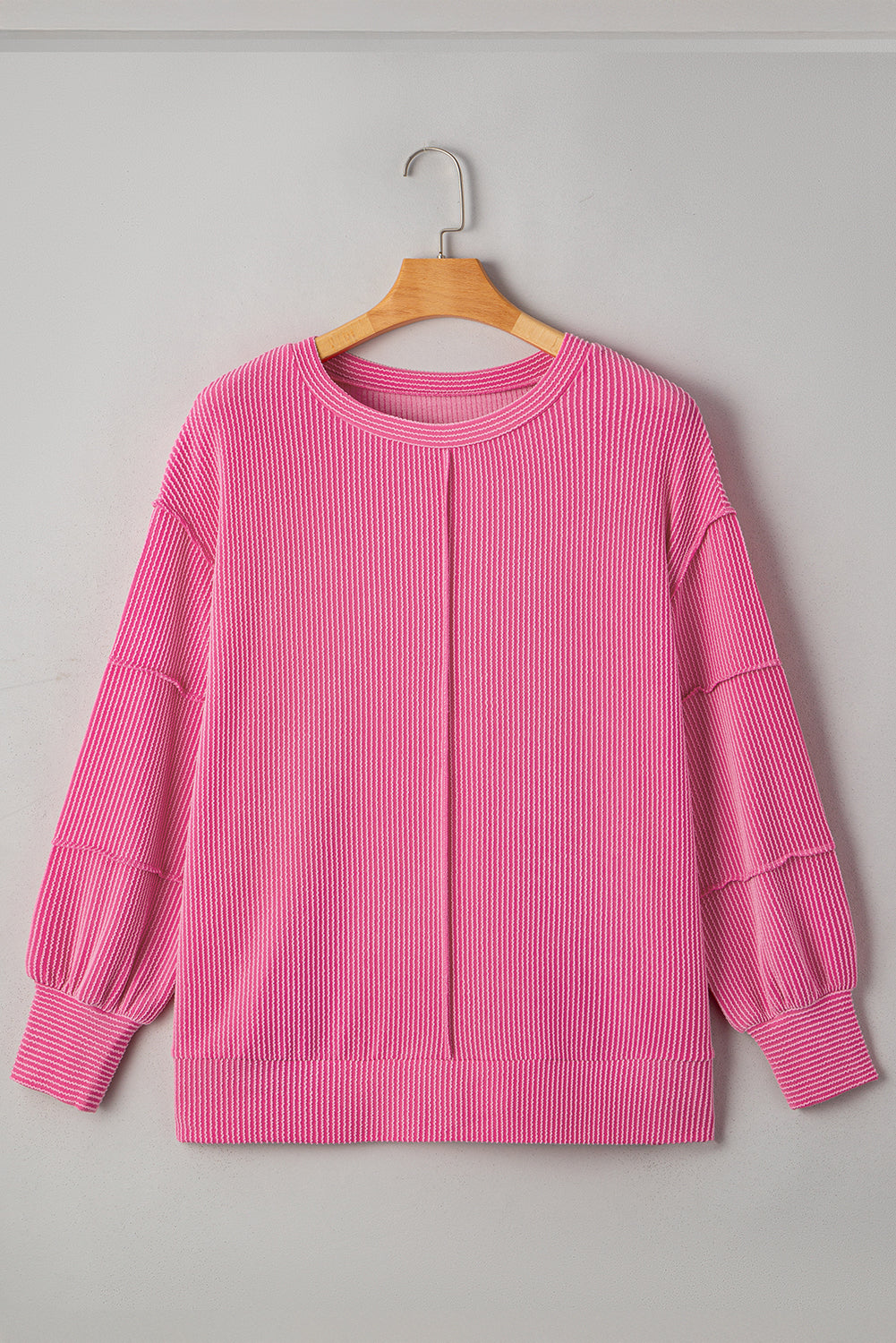 Bonbon Twist Ribbed Exposed Seam Detail Plus Size Top a2e485b4add3d539