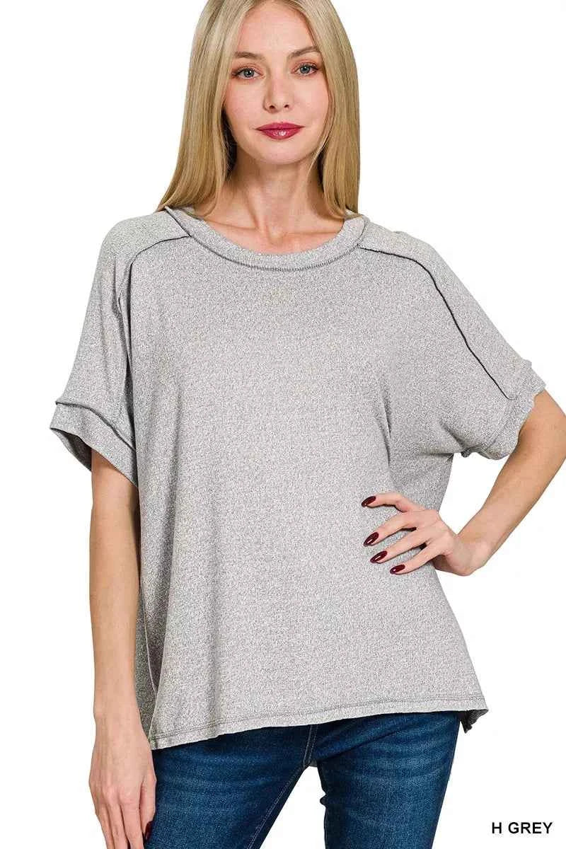 Zenana Full Size Soft Melange Hacci Short Sleeve Hi-low Tee Plus Size H GREY a2e8869b6dc24c00b765737b443114f7-Max-Origin