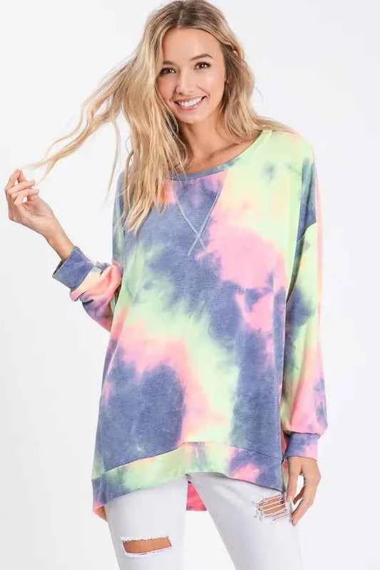 Tie Dye French Terry Print Top CHARCOAL MULTI a2f8d95b2a2f451c9ecdd465796300b9-Max-Origin