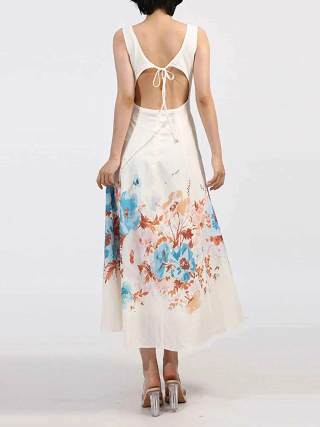 Cutout Back Printed Square Neck Dress a2f9bb2d-ecf3-42bf-bd10-aff5b742ad37-Max-Origin