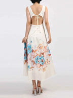 Cutout Back Printed Square Neck Dress a2f9bb2d-ecf3-42bf-bd10-aff5b742ad37-Max-Origin