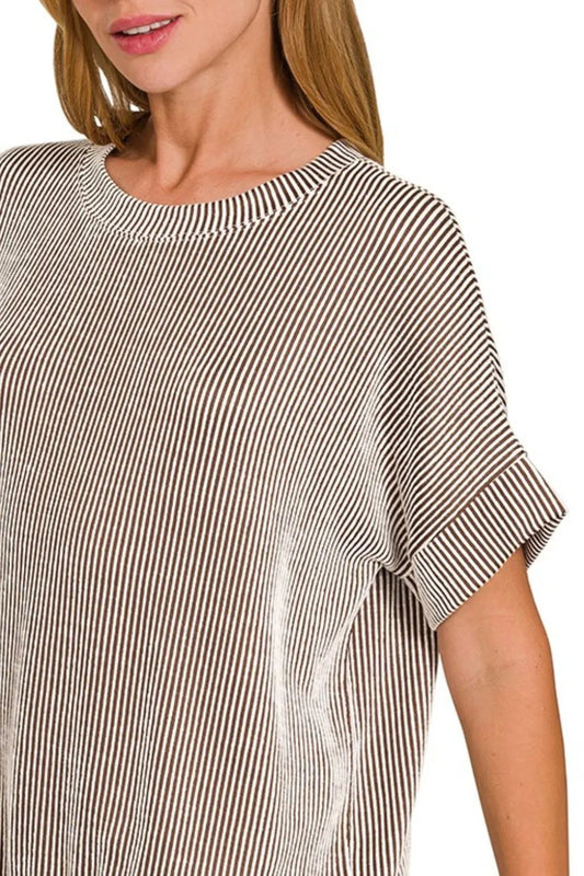 Zenana Corded Rib Short Sleeve T-Shirt a303131d-e4c0-46c1-926c-03bcf1276b86-Max-Origin