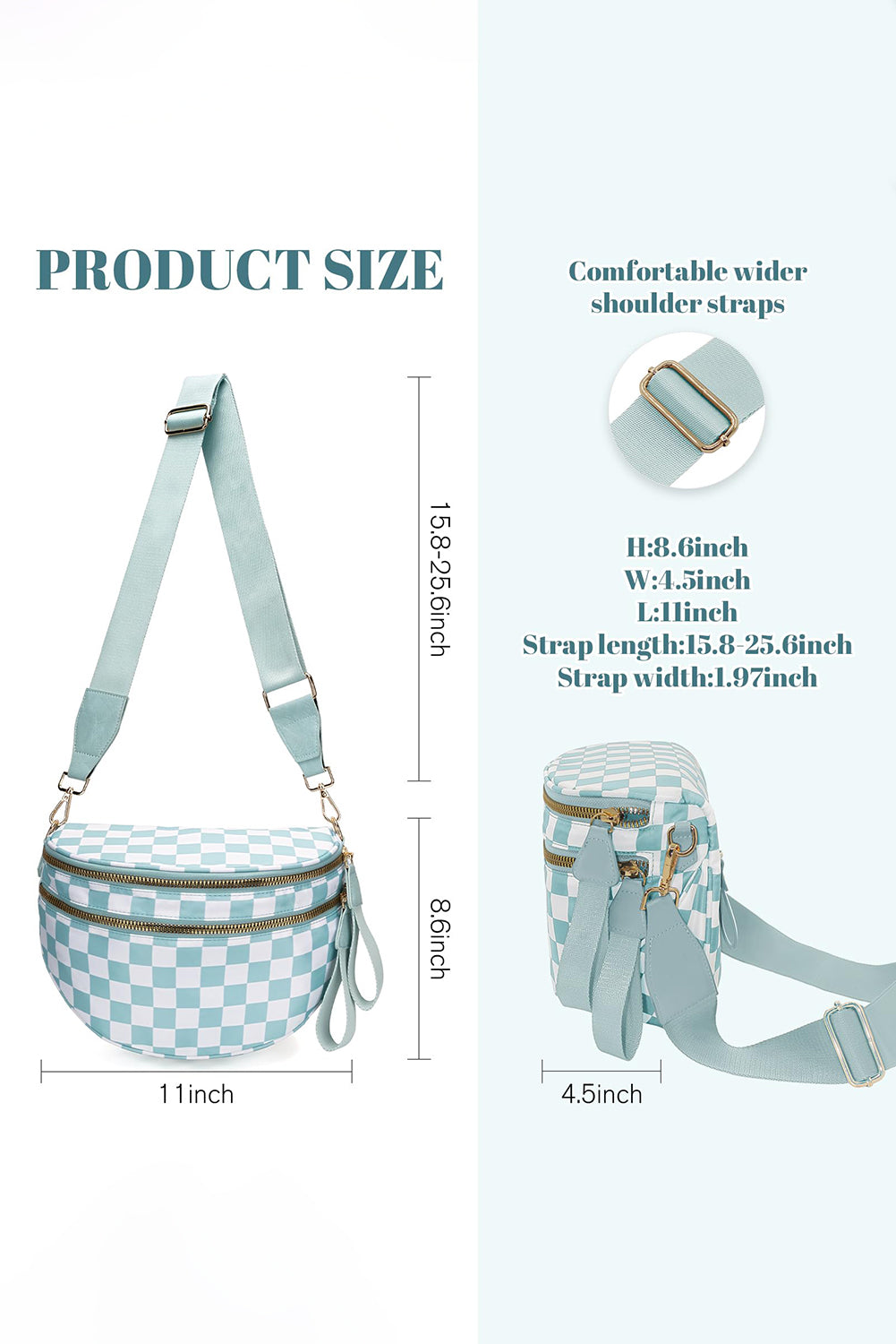 Pink Checkered Print Wide Strap Large Crossbody Bag a3032797a0c1227f