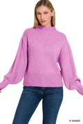 Zenana Balloon Sleeve Mock Neck Sweater H MAUVE a31814c1ba3045c38de817dc4d5c519e-Max-Origin